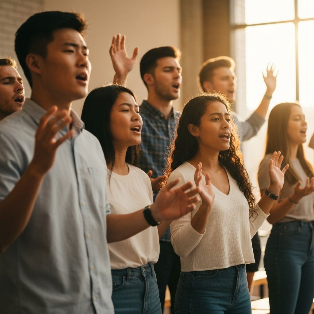 Youth worshipping together